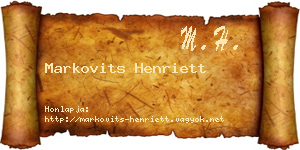Markovits Henriett névjegykártya